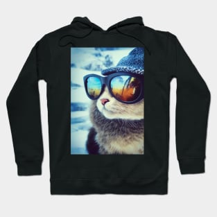 Kool Kat - Hipster Kitten with Sunglasses Hoodie